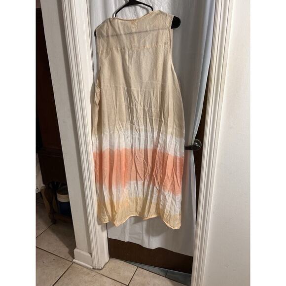 Chicos Tan Pink White Ombré Pleated Long Line Duster Size 3/ Xl - Picture 7 of 7